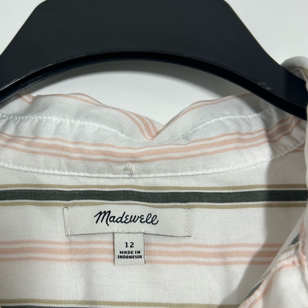 Madewell Women’s Signature Striped Oversize Button-Up Shirt size 12 boho preppy - Picture 14 of 15